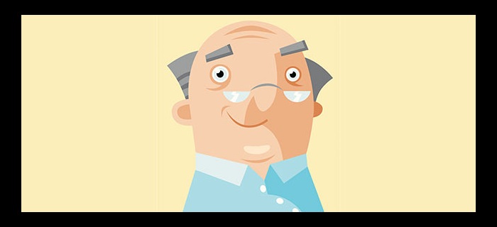 Cartoon drawing of older man