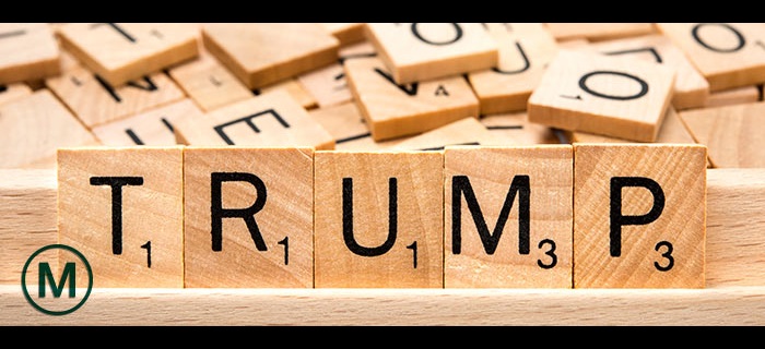 Trump spelled with block letters
