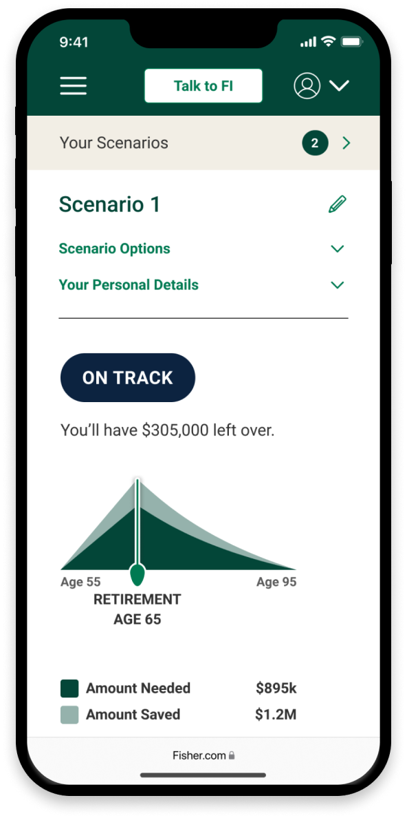 mobile device showing scenario builder