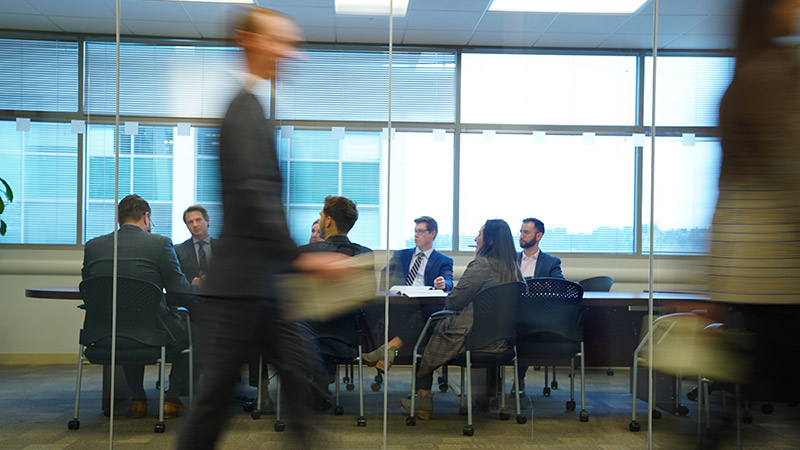 man walking in an office