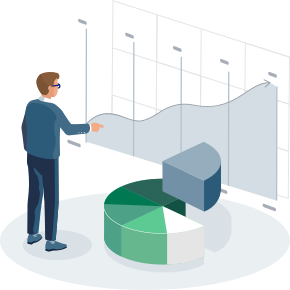 Illustration of someone creating a financial plan graph