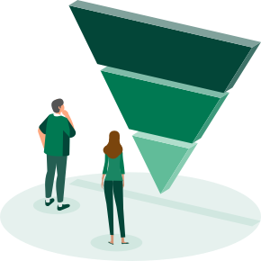 Illustration of two people standing in front of a graph
