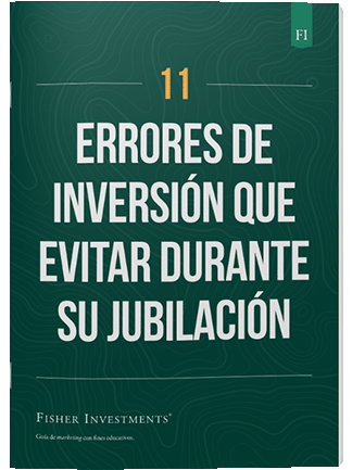 Una portada de libro en verde oscuro con el título "11 errores de inversión que evitar durante su jubilación". En la parte inferior de la portada figura el logotipo de Fisher Investments.