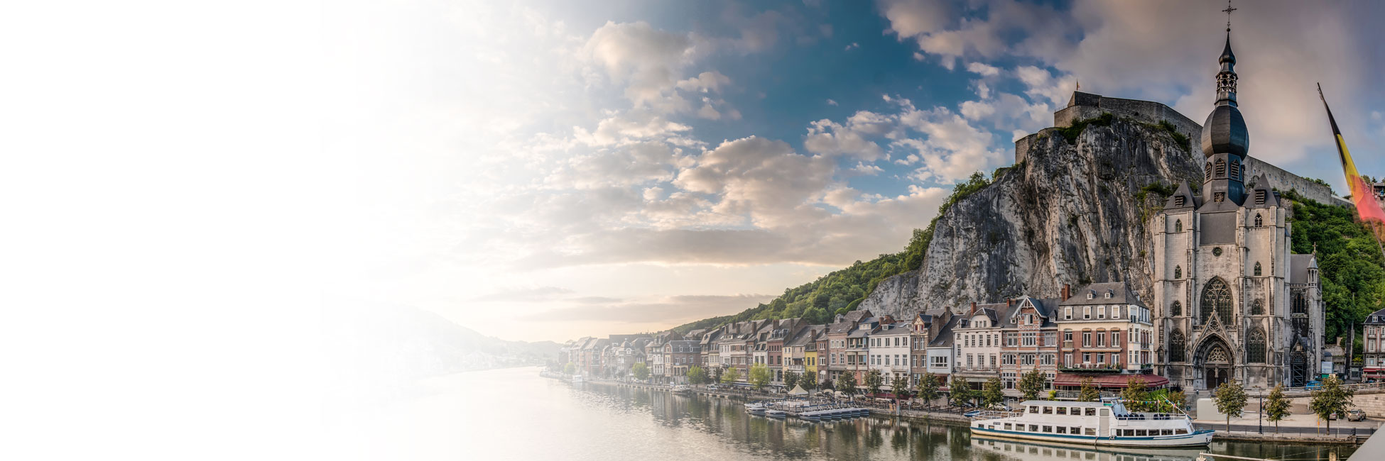 Meuse River passing through Dinant, Belgium. 