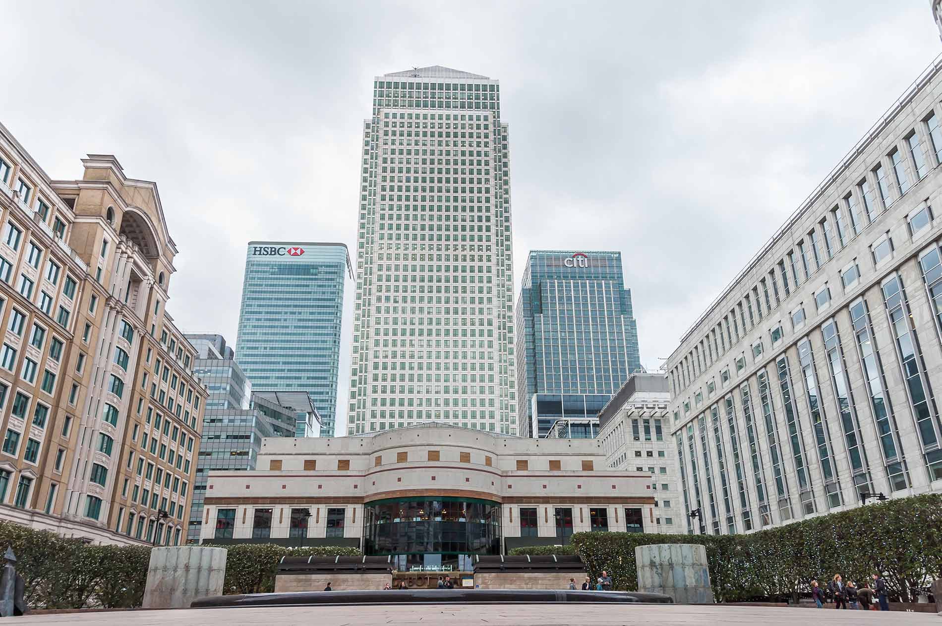 Cabot Square at Canary Wharf, UK