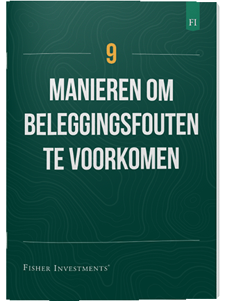 Een donkergroene omslag met de titel "9 manieren Om beleggingfouten te voorkomen". Onderaan de omslag staat het logo van Fisher Investments.
