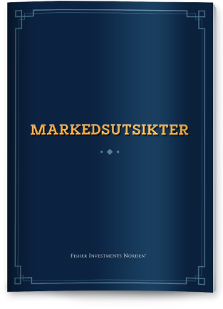 Et mørkeblått bokomslag med tittelen «Markedsutsikter». Bokomslaget har logoen til Fisher Investments Norden nederst.