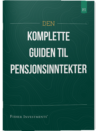 Et mørkegrønt bokomslag med tittelen «Den komplette guiden til pensjonsinntekter». Bokomslaget har Fisher Investments-logoen nederst.